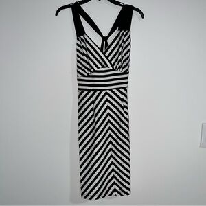 Stop Staring Black and White Chevron Midi Dress